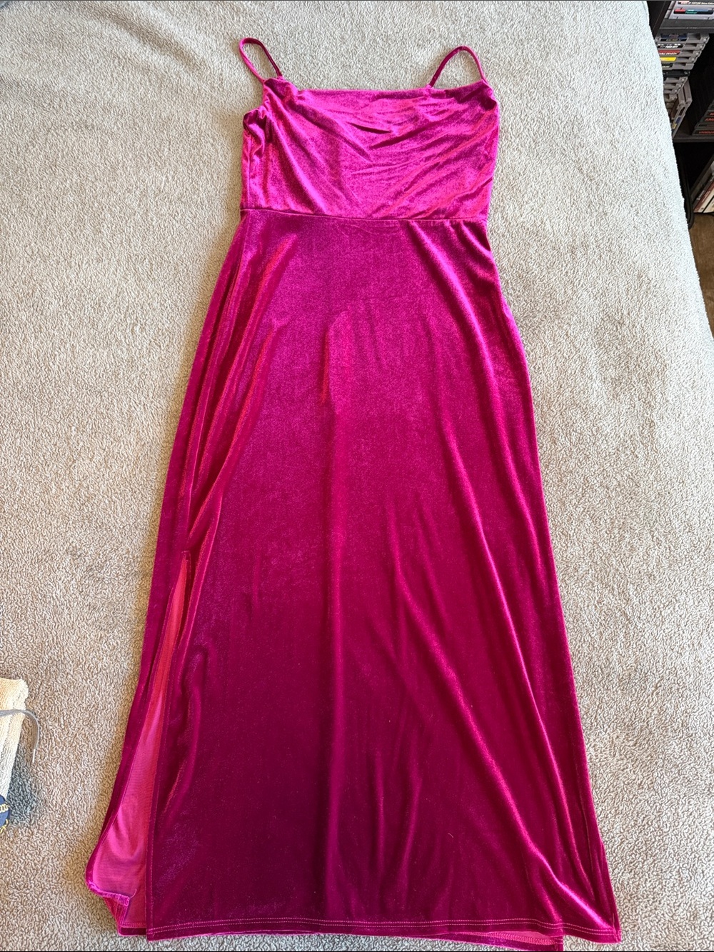 Taylor Fuchsia Velvet Slip Maxi Dress
